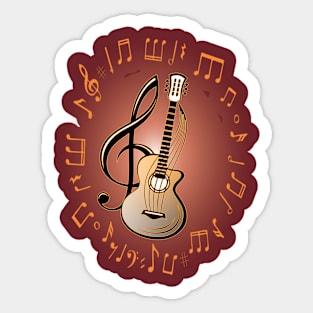 Guitar and Music Sticker